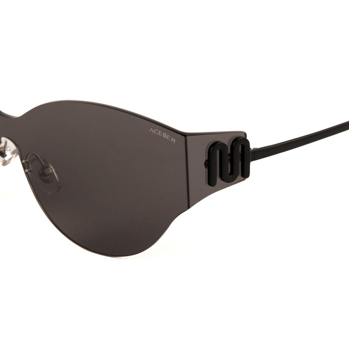 ochelari de soare dama futuristici, rama rimless titan auriu, lentile gri negru UV400 - ACEBER Radiance